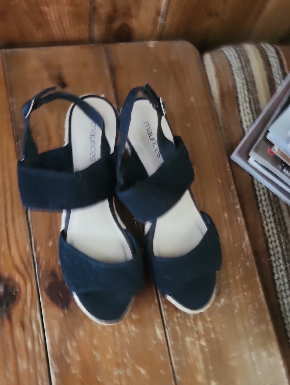 Madewell Black Suede Wedge Sandals with Ankle Strap